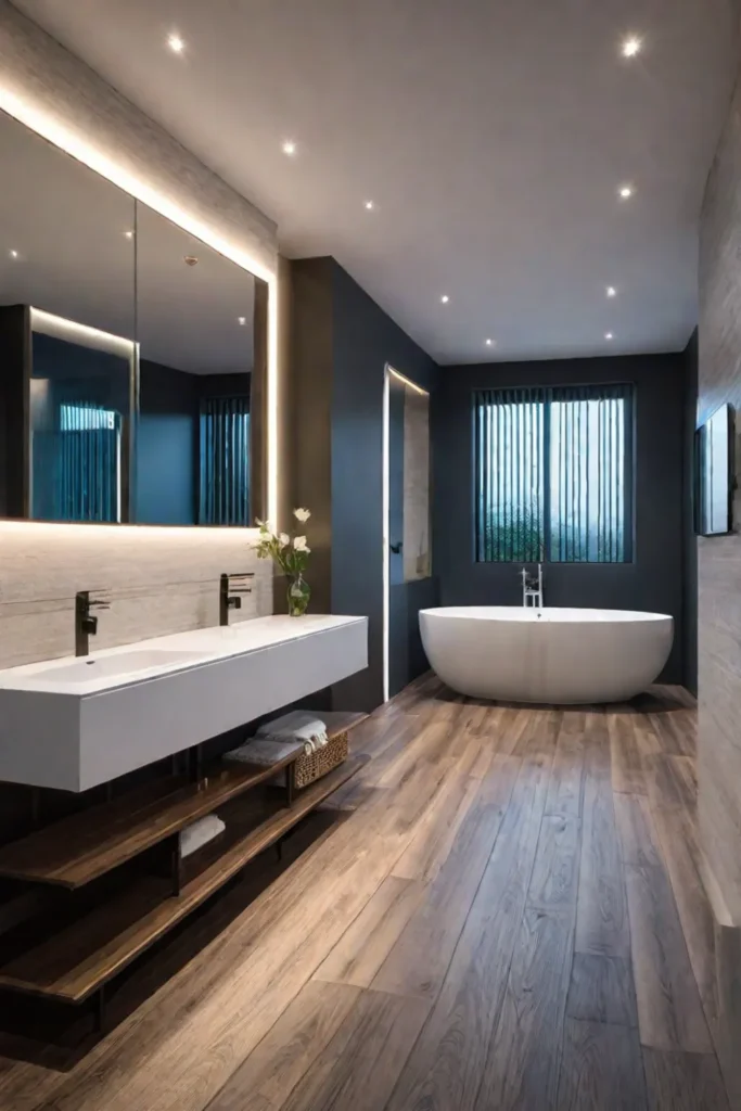 Modern bathroom with warm lighting