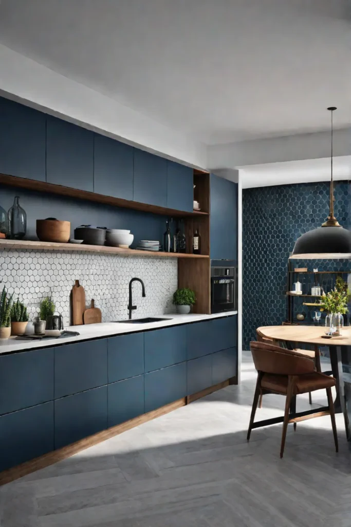 Modern kitchen hexagon tile floor