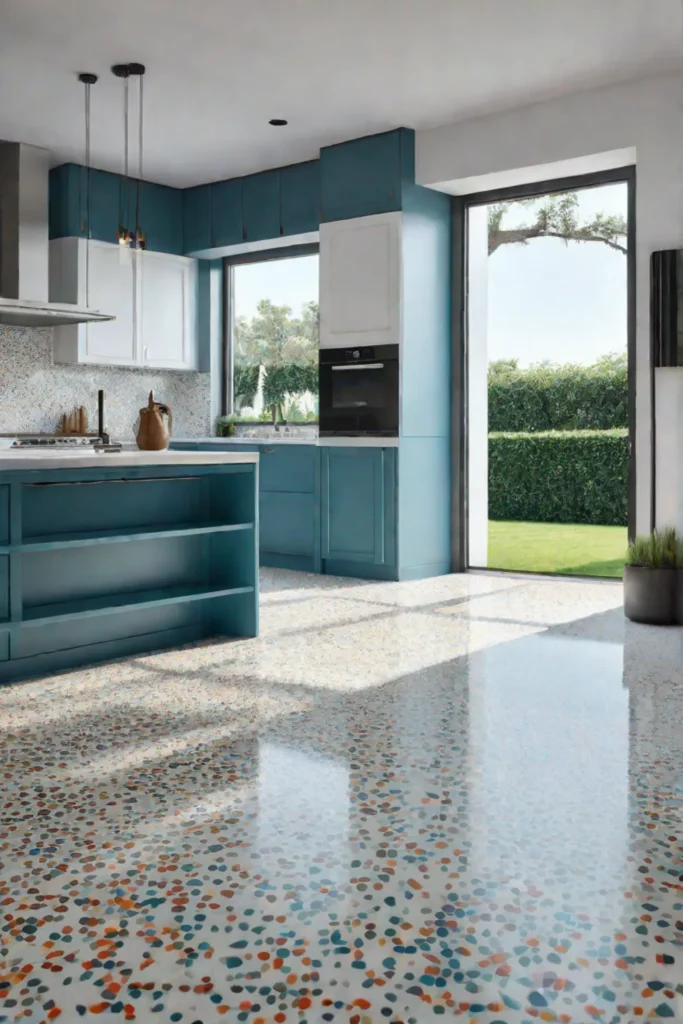 Modern kitchen with terrazzo floor