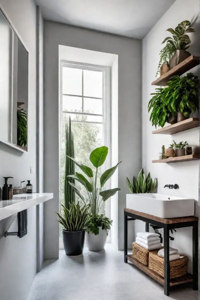 Modern minimalist bathroom with spacesaving solutions