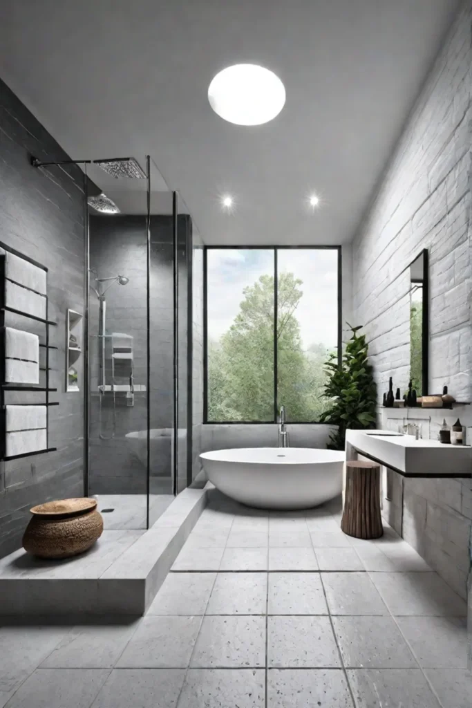 Relaxing bathroom walkin shower rainfall showerhead