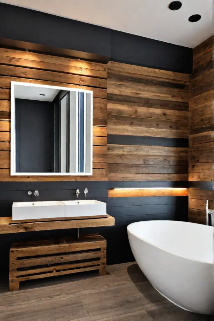 Rustic bathroom wood treatment