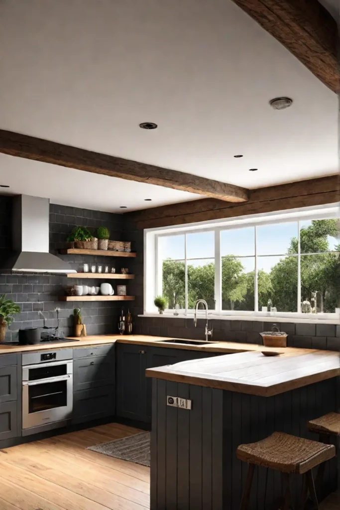 Rustic kitchen with woodlook tile