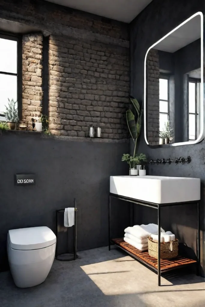 Small bathroom with metallic accents