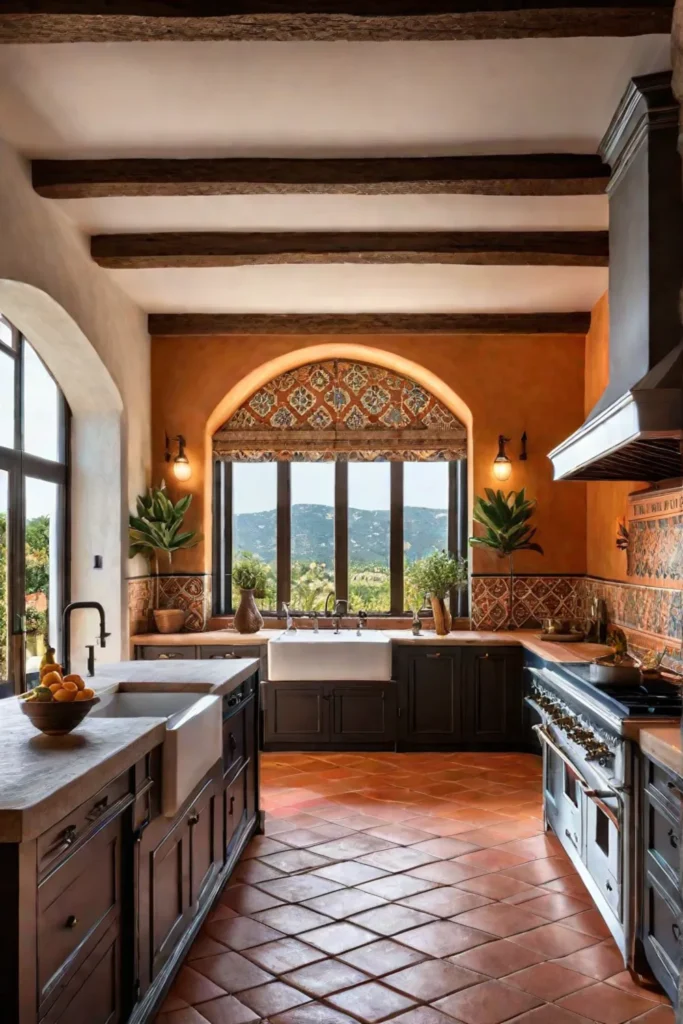 Spanishstyle kitchen patterned tiles