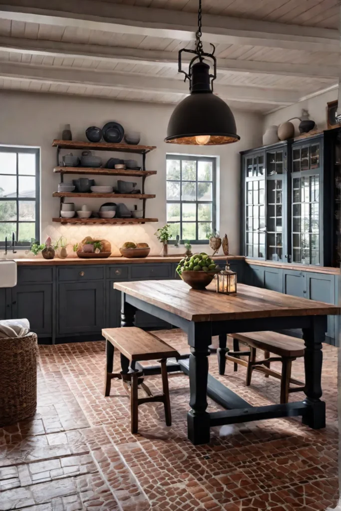 Sustainable kitchen design with antique tiles