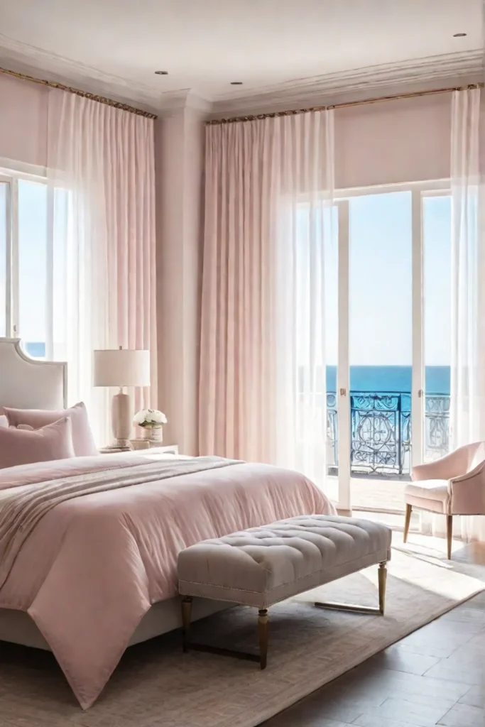 Tranquil bedroom in pale pink