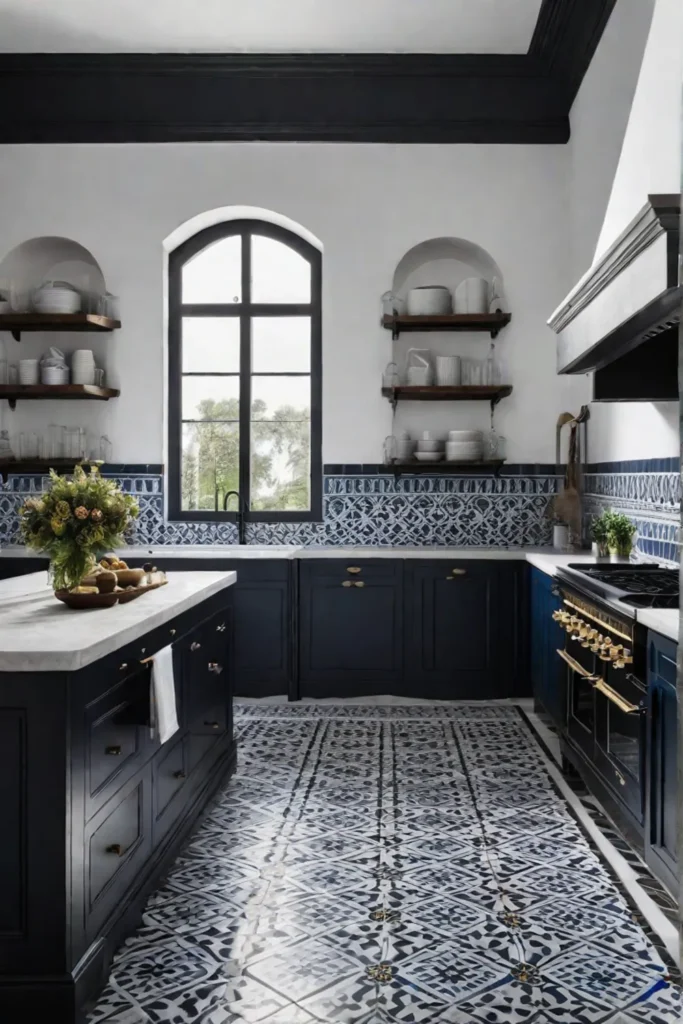 Tuscan kitchen patterned floor feature