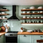 A bright and airy small kitchen with refinished cabinets in a lightfeat