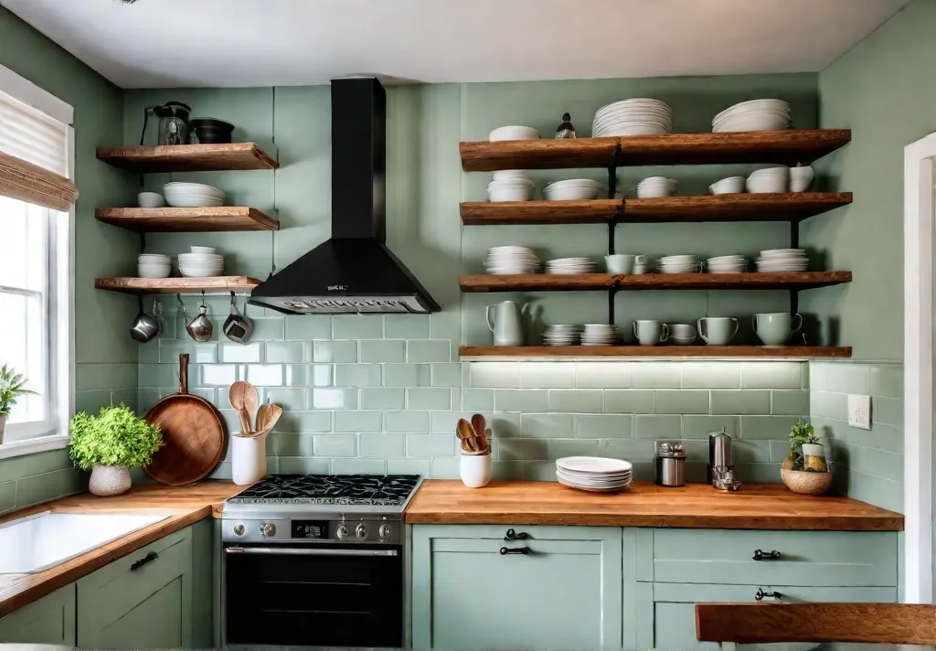 A bright and airy small kitchen with refinished cabinets in a lightfeat