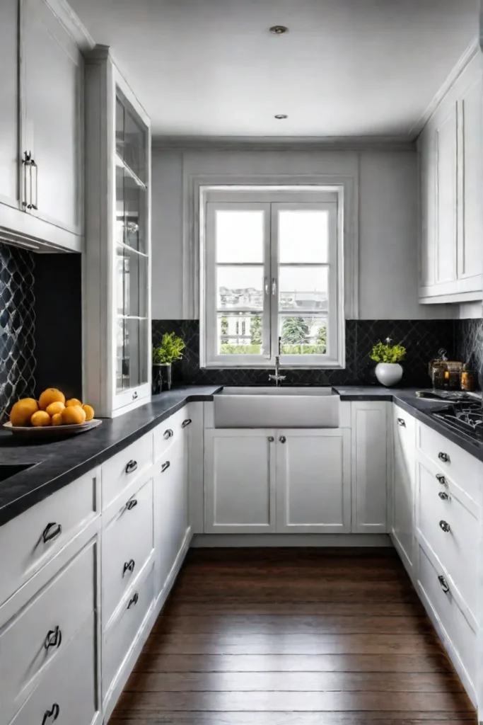 A small kitchen made larger with mirrors