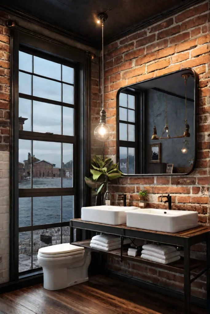 Bathroom with rustic reclaimed wood floors