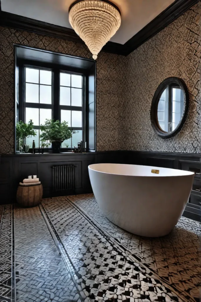 Elegant bathroom with marble and tile accents