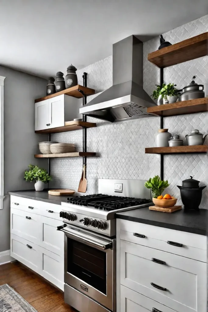 Functional kitchen design open storage solutions small kitchen