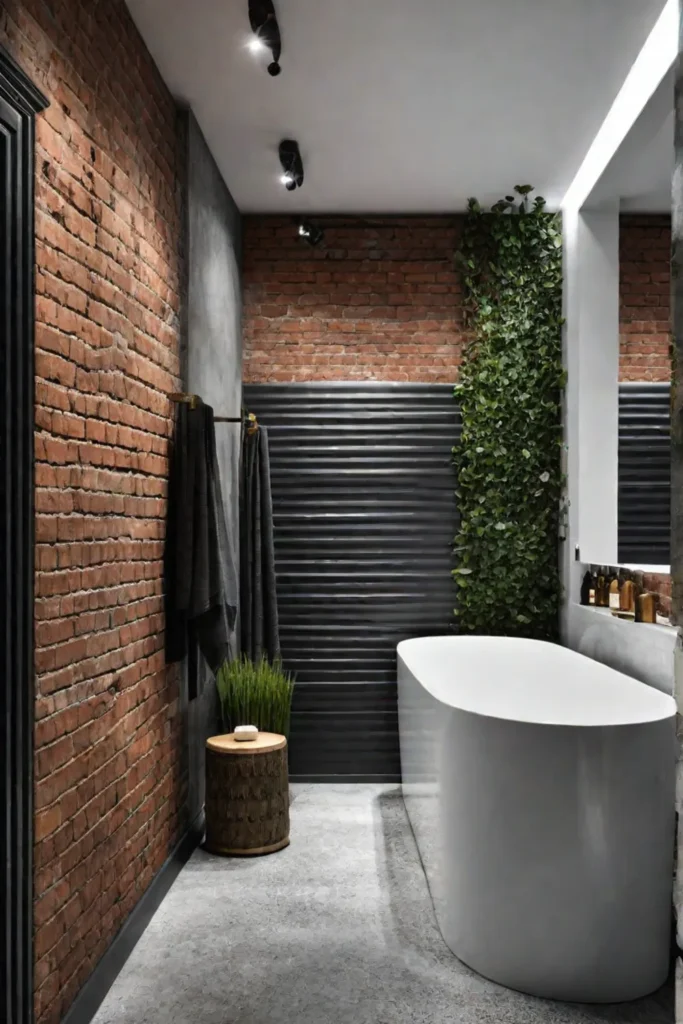 Industrial bathroom concrete flooring metallic accents