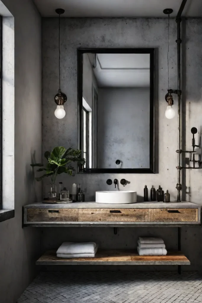 Industrial bathroom with metallic accents