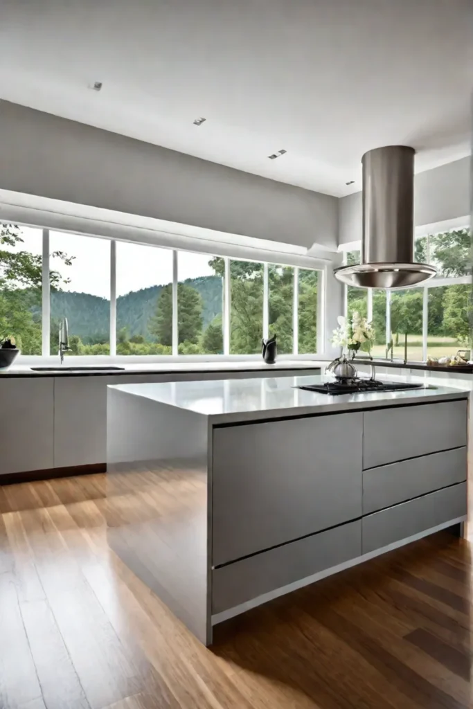 Midcentury modern kitchen with natural light