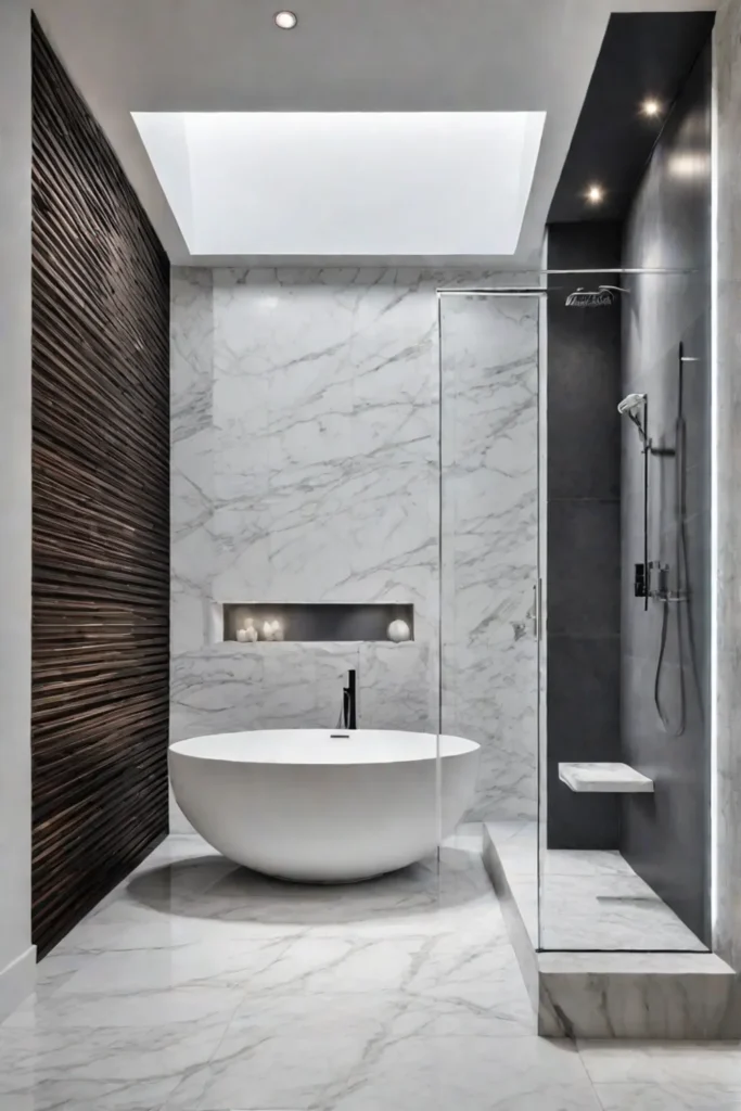 Minimalist bathroom marble flooring walkin shower