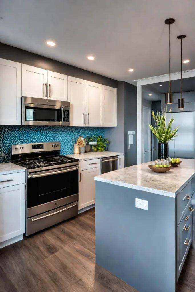 Small kitchen remodel with modern appliances and quartz countertops