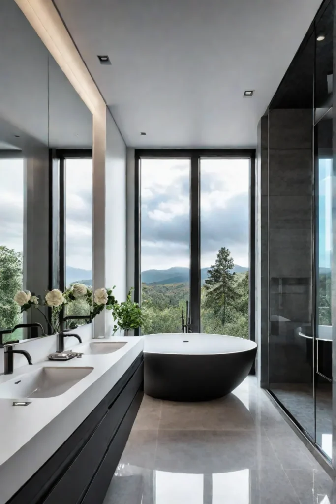 Sophisticated bathroom with open and airy feel